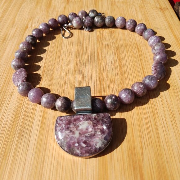 Jay King Mine Finds Purple Lepidolite Pendant Necklace 925 Sterling Silver - Picture 8 of 8